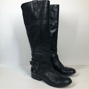 Marc Fisher Amber Black Leather Tall Engineer Riding Boots Women's Size 6.5